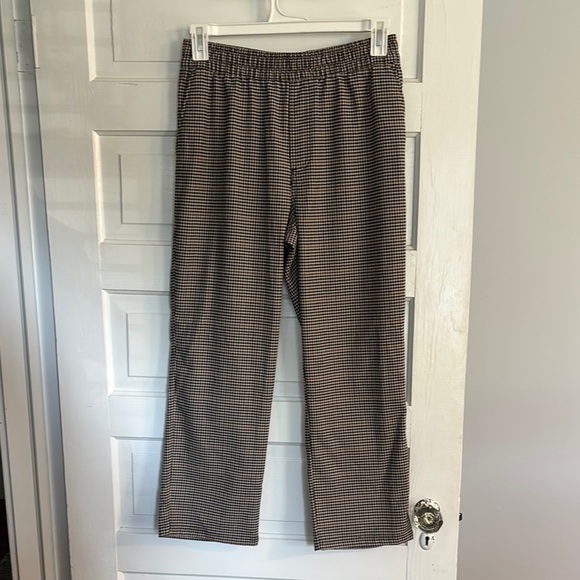 H&M Pull On Houndstooth Brown Checkered Pants - Picture 1 of 4
